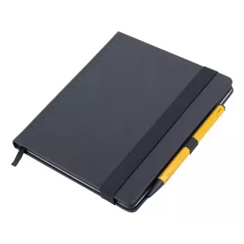 Bloc notes TROIKA BLACK SLIMPAD A5 cu pix galben