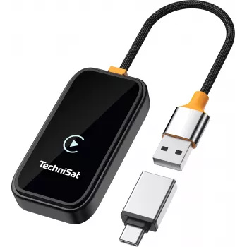 Adaptor wireless TechniSat Technicast 100 CarPlay & Android Auto – negru, USB-C, Plug & Play