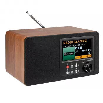 Albrecht DR 863 DAB+ FM Radio digital cu Bluetooth, carcasă din lemn, afișaj color, acumulator