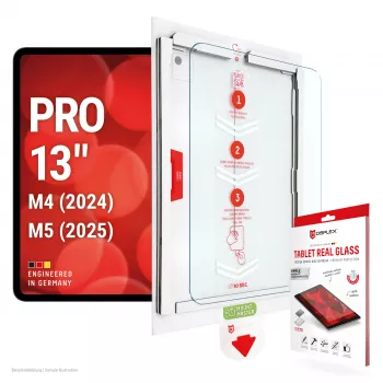 E.V.I. DISPLEX Tablet Folie de protecție ecran din sticlă reală pentru Apple iPad Pro 13 (2024/2025) - sticlă călită 9H, ultraclară, margini rotunjite 2.5D, strat oleofob, montaj fără bule