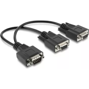 Cablu splitter Y Delock D-Sub 9 tată la 2 x mamă cu șuruburi, 25 cm