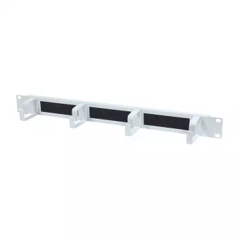 ALLNET ALL-S0002260 Placă de ghidare a cablurilor 19 inch cu perii, 1HE, metal cu 4 cleme, gri deschis