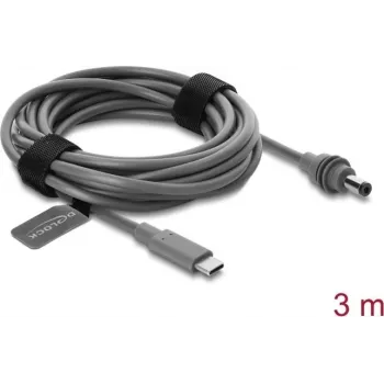Cablu de alimentare Delock USB Type-C™ la DC 5,5 x 2,1 mm pentru Starlink Mini, 3 m, gri