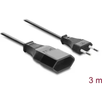 Prelungitor Europlug Delock, ștecher CEE 7/16 la cuplaj, 2 x 0,75 mm², 3 m, negru