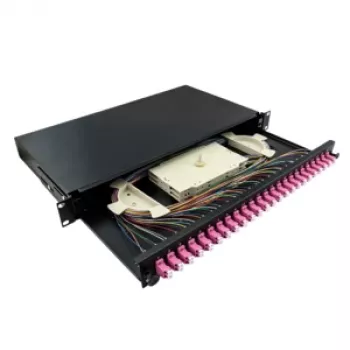 Patch panel cutie de fuziune LogiLink 19 inch 1U 24 porturi LC duplex OM4 multimod, negru