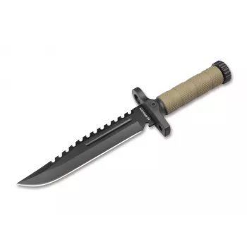 Cuțit de supraviețuire Boker Magnum M-Spec 02SC005, lamă fixă, oțel 440A, mâner G-10, teacă Kydex cu aprinzător și piatră de ascuțit