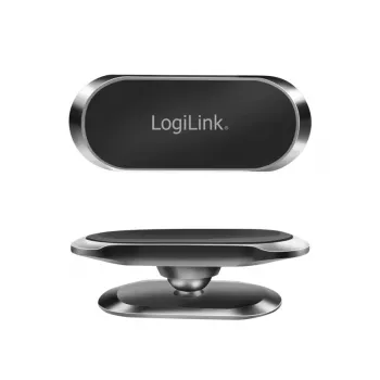 Suport magnetic de telefon pentru grila de ventilație auto LogiLink, argintiu – rotire 360°, prindere cu neodim, compatibil universal