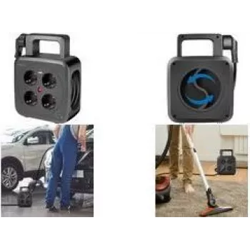 Tambur de cablu LogiLink LPS504 cu 4 prize Schuko și 2 porturi USB, cablu 5m, negru