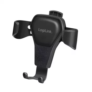 Suport universal de smartphone pentru grila de ventilație auto LogiLink AA0164, rotire 360°, operare cu o singură mână, negru