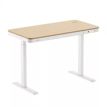 Birou reglabil pe înălțime LogiLink, motor unic, 118x60cm, cu încărcare wireless, alb