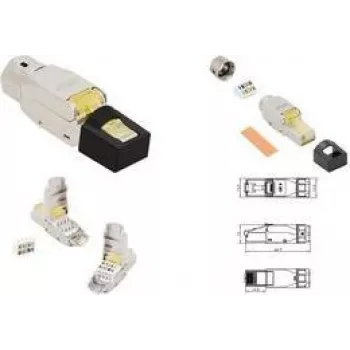 Ștecher RJ45 LogiLink MP0085 montabil pe teren Cat.8.1, ecranat, extra scurt