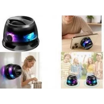 Boxă portabilă Bluetooth 5.4 TWS LogiLink SP0073 cu bază magnetică, iluminare LED, protecție la stropire IPX5, neagră