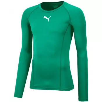 Tricou de corp cu mânecă lungă Puma Liga Baselayer Tee LS Pepper Green pentru bărbați, compresie