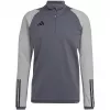 Bluză de antrenament adidas Tiro 23 Competition pentru bărbați Team Grey Four Slim Fit cu fermoar sfert, mânecă lungă, AEROREADY, poliester reciclat HU1316