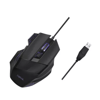 Mouse optic ergonomic LogiLink 7 butoane USB cu fir, vertical, pentru dreptaci, negru