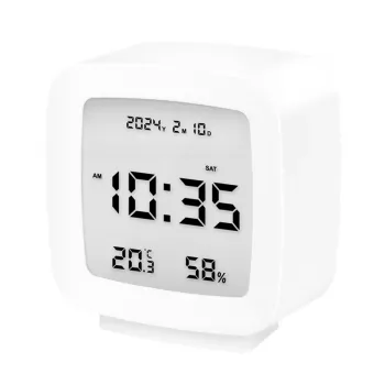 Ceas deșteptător digital LogiLink, formă de televizor, alb