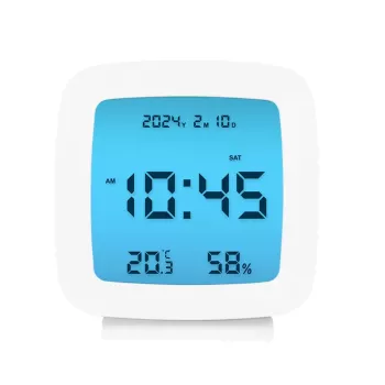 Ceas deșteptător digital LogiLink, formă de televizor, alb