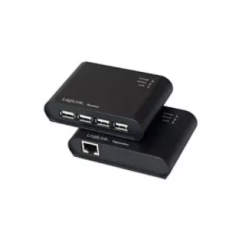 LogiLink USB 2.0 Cat.5 Extender cu hub 4 porturi, 50 m, negru