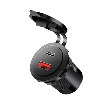 Încărcător auto USB încorporat LogiLink PA0330, USB-A + USB-C, 60 W, Power Delivery, negru
