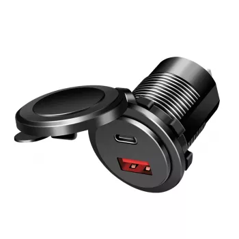 Încărcător auto USB încorporat LogiLink PA0330, USB-A + USB-C, 60 W, Power Delivery, negru