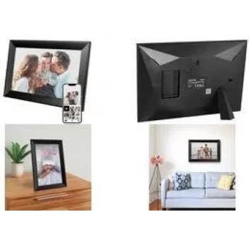 LogiLink Ramă foto digitală 10,1 inch ecran tactil IPS Wi-Fi cu aplicația Uhale, negru