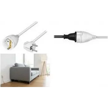 LogiLink LPS106 Prelungitor, ștecher în unghi CEE 7/7 la priză CEE 7/3, alb, 5 m