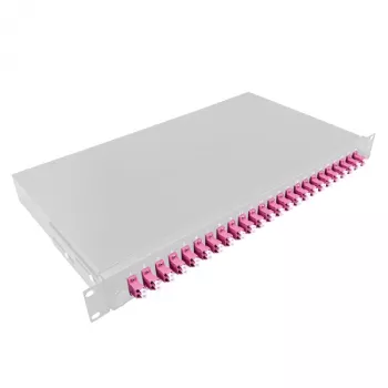 Patch panel fibră optică LogiLink F24LC4G 24 porturi LC Duplex, montaj rack 1U 19 inch, oțel gri