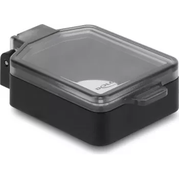 Capac de protecție modul Delock D-Type, negru/transparent – capac automat de protecție împotriva prafului cu clapetă cu arc