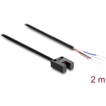 Barieră luminoasă cu furcă Delock 5 mm, tip U, cu 4 capete de cablu deschise, NPN L/D comutabil, 2 m
