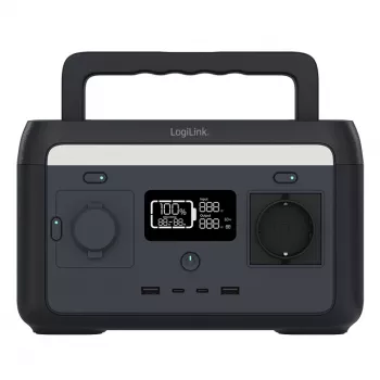 Stație de alimentare portabilă LogiLink 300W, acumulator LiFePO4, 288Wh, undă sinusoidală pură, 60W USB-C PD, QC3.0, Solar Ready