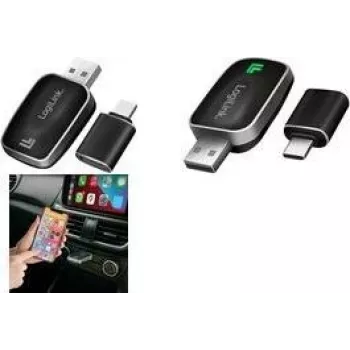 Adaptor wireless LogiLink BT0076 CarPlay & Android Auto, Bluetooth 5.0, USB-C la USB-A, negru
