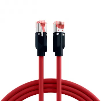 Cablu patch industrial EFB Elektronik K8048PUI30 RJ45 Cat.6A S/FTP PUR, Draka UC900 TM21, manta rezistentă la ulei și UV, 4x2 x AWG26/7, 30 m, roșu