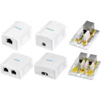 Cutie de suprafață ecranată LogiLink Cat.6A, 1x RJ45, albă RAL 9003, 10G, fără unelte, PoE++