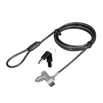 Lacăt universal cu cheie LogiLink NBS015 pentru notebook-uri, ultrabook-uri, MacBook Pro și tablete – cablu din oțel galvanizat, 2 m, negru/argintiu