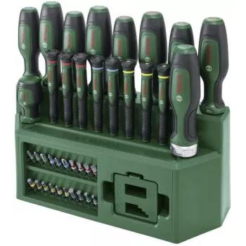 Set șurubelnițe mixte BOSCH 39 piese cu suport, verde/negru