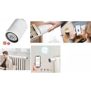 Cap termostatic inteligent Zigbee LogiLink cu afișaj LCD, compatibil Tuya, alb
