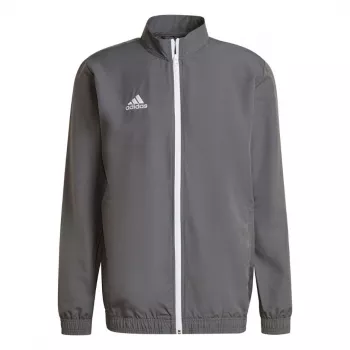 Geacă de prezentare adidas Entrada 22 pentru bărbați, gri, cu fermoar integral, din poliester reciclat, antrenament fotbal