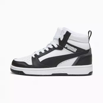 Pantofi sport Puma Rebound V6 Mid pentru copii, alb negru, 393831 01, mărimea 38