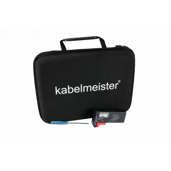Kabelmeister Battery Storage Case with Integrated Tester for AA, AAA, C, D, 9V and Button Cells - Black