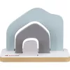 Raft etajat mini TONIES - casă 11003995 (roz) - raft etajat din MDF în formă de casă, roz, cu 2 rafturi, 3 compartimente, pentru camera copiilor, camera bebelușului, certificat EN 71