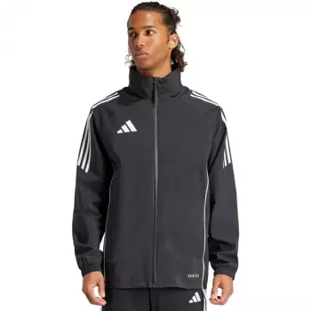 Geacă de ploaie pentru fotbal adidas Tiro 24 Rain pentru bărbați, negru/alb, L