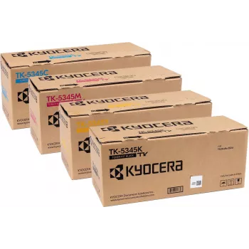 Set de toner Kyocera original TK-5345, 4 buc., negru, cyan, magenta, galben, High Yield pentru ECOSYS M5526cdw/P5026cdw