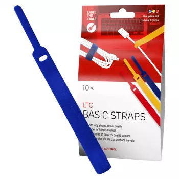 Legături pentru cabluri cu scai LABEL THE CABLE LTC BASIC STRAPS, 17 cm, pachet de 10, multicolore (albastru, galben, roșu)
