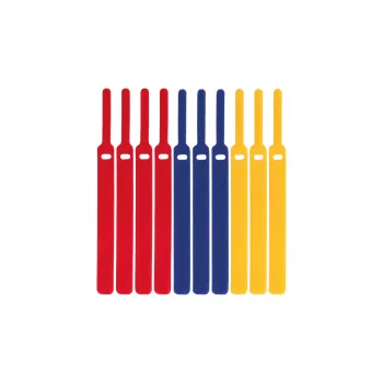 Legături pentru cabluri cu scai LABEL THE CABLE LTC BASIC STRAPS, 17 cm, pachet de 10, multicolore (albastru, galben, roșu)