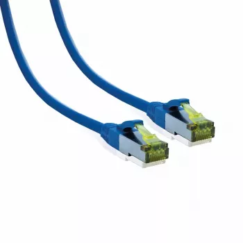 IT-BUDGET Full Copper Premium Patch Cable Cat.6A with Cat.7 Raw Cable 600 MHz Halogen-Free PoE+ 10Gbps Blue 3m