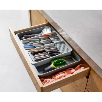 Organizator extensibil pentru tacâmuri Joseph Joseph DrawerStore, gri