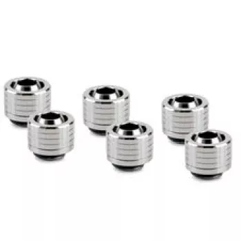 Thermal Grizzly DeltaMate Compression Fitting, Brass - Gloss Nickel, ST16, 6-Pack