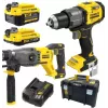 Set STANLEY V20 18V cu mașină de găurit și înșurubat cu percuție și șurubelniță cu impact, cu acumulatori 4.0Ah și 2.0Ah