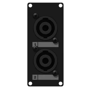 CAYMON CASY142/B 19 inch 1U Rack Panel with 2 Neutrik SpeakON NL4MP Connectors, Black