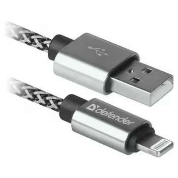 Cablu Defender USB-A la Lightning 1,0m 2,1A alb